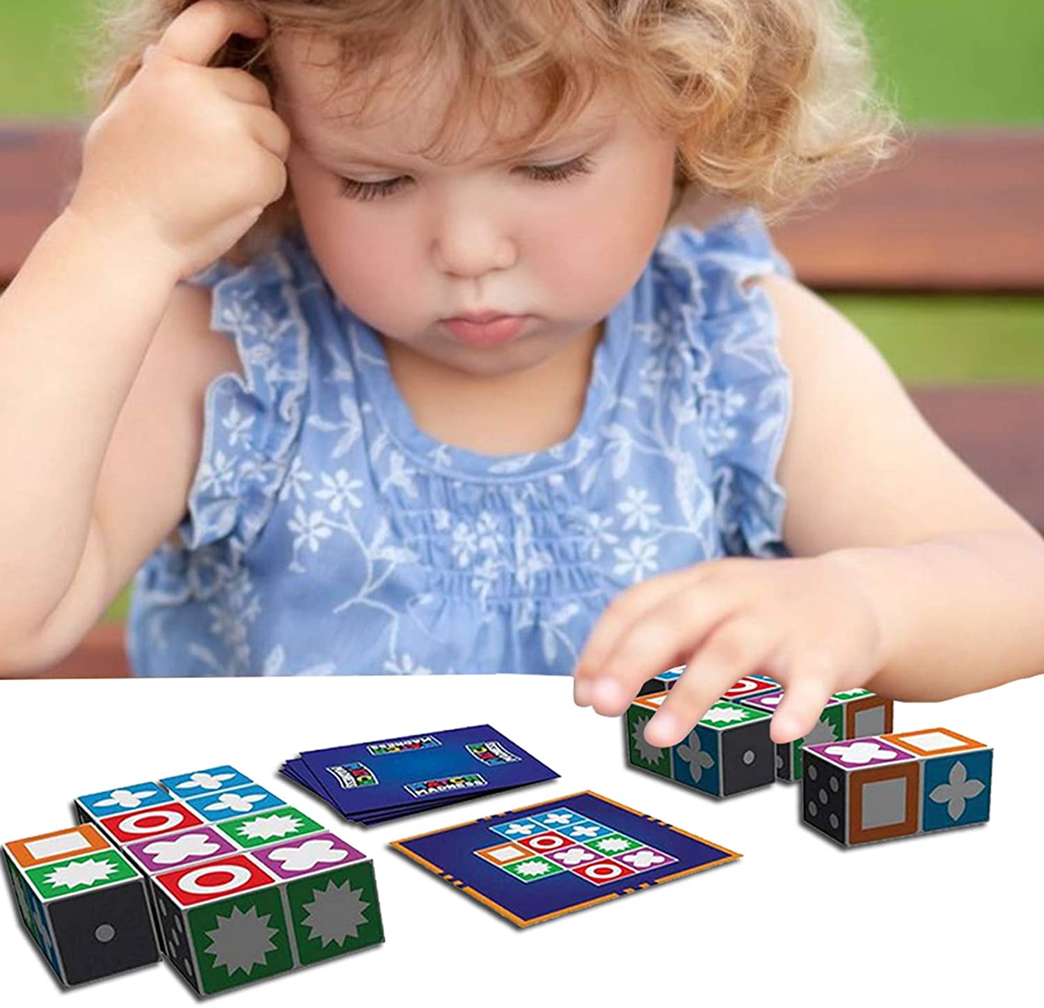 Houten Kleurenpuzzel voor Kinderen – Educatief Hersenspel met 20 Blokken en 60 Kaarten – Ontwikkel Hand-Oog Coördinatie, Logisch Denken en Patroonherkenning | Sansoti
