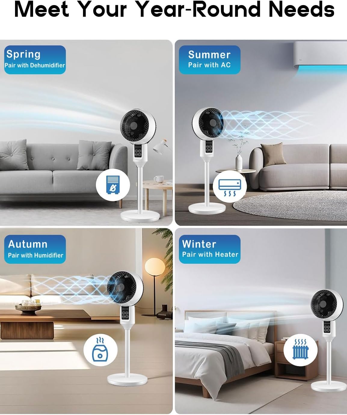 Staande Ventilator met 3D Oscillatie Afstandsbediening Stil Verstelbaar 3 Standen Timer Koeling Luchtcirculatie | Sansoti