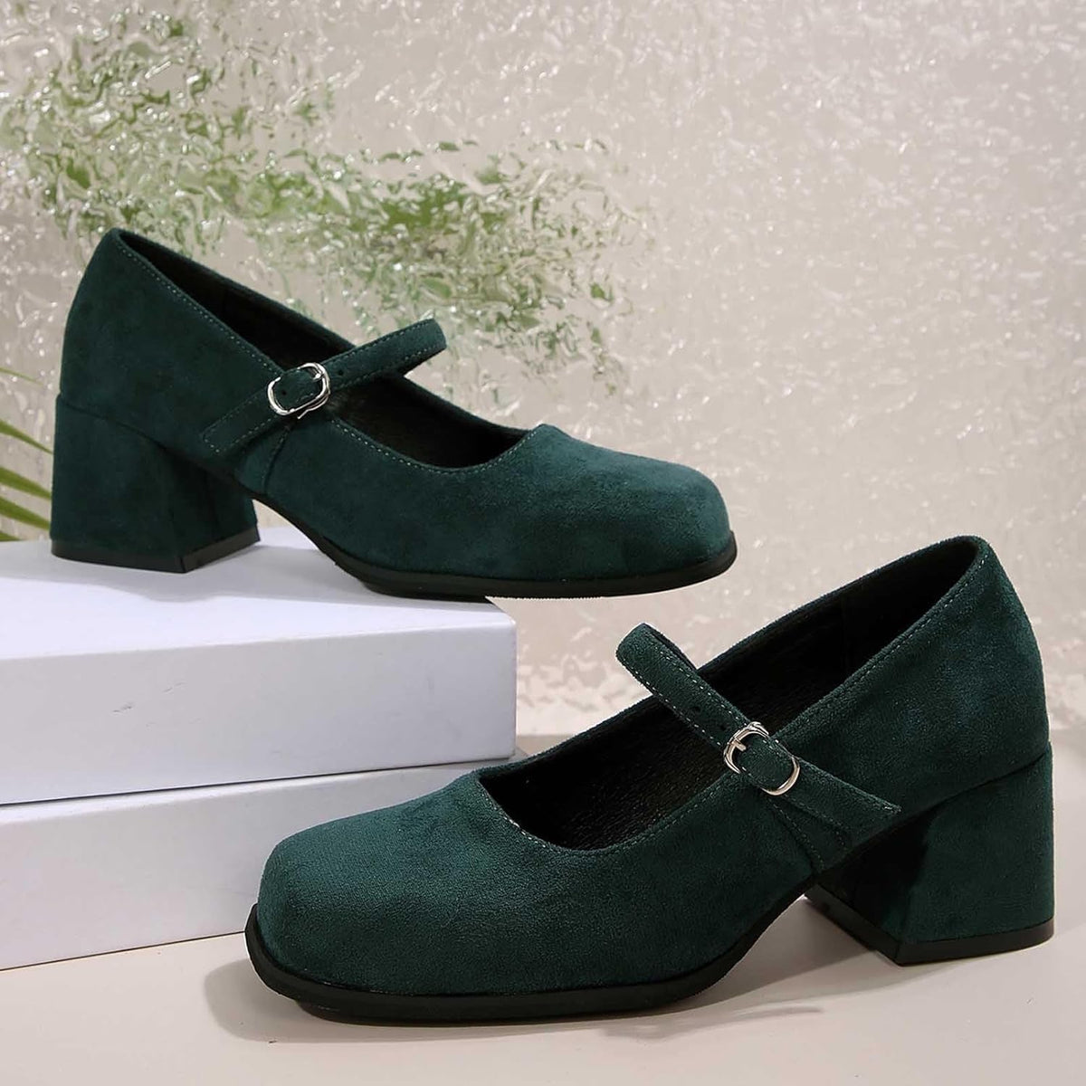 Suède Pumps met Gesp Dames Blokhak 5cm Klassiek Feest Dirndl Schoenen Oktoberfest Stijl Comfortabel Elegant | Sansoti