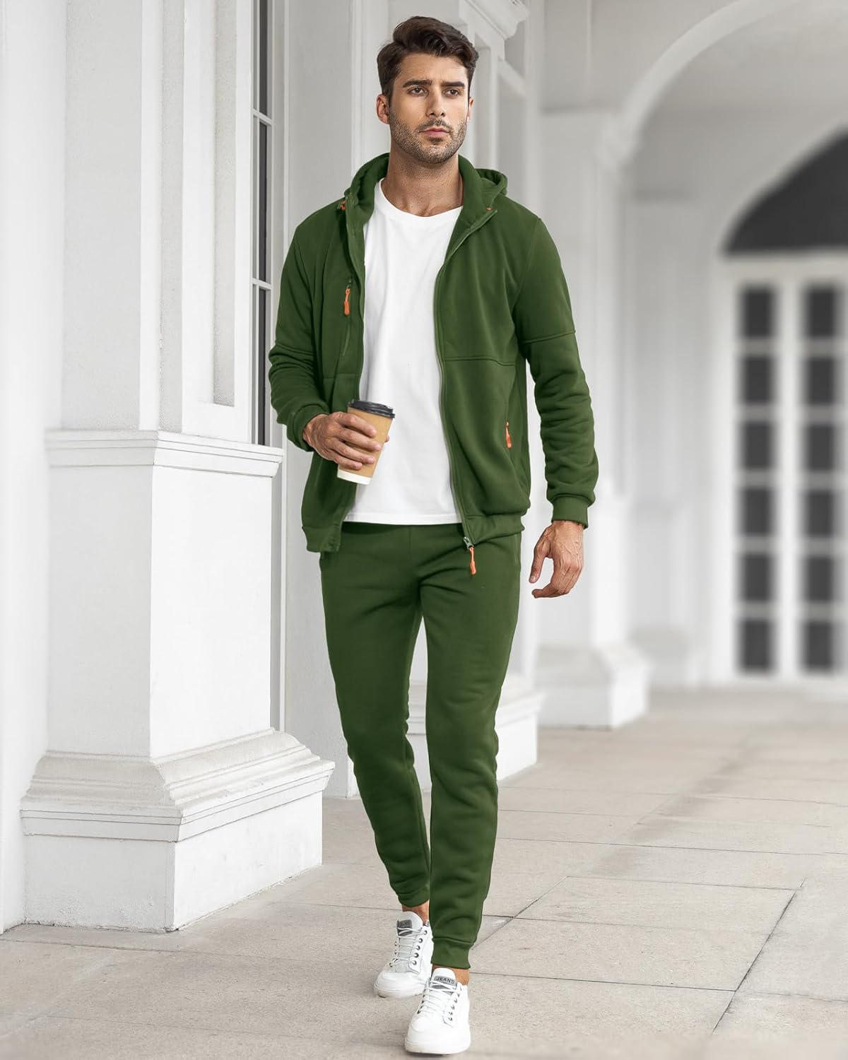 Heren Trainingspak Set met Pullover en Broek Elastisch Ademend Sportkleding Loungewear Zwart Grijs Comfort | Sansoti