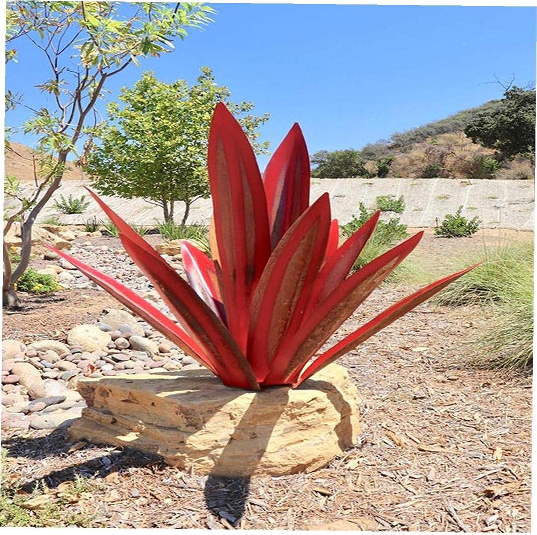 Statue de jardin en métal agave en acier inoxydable pour jardin, terrasse et décoration intérieure | Restfield