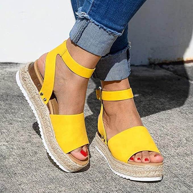 Women's Platform Sandals with Adjustable Ankle Strap | Summer Wedge Shoes with Open Toe for Daily Use | Sansoti