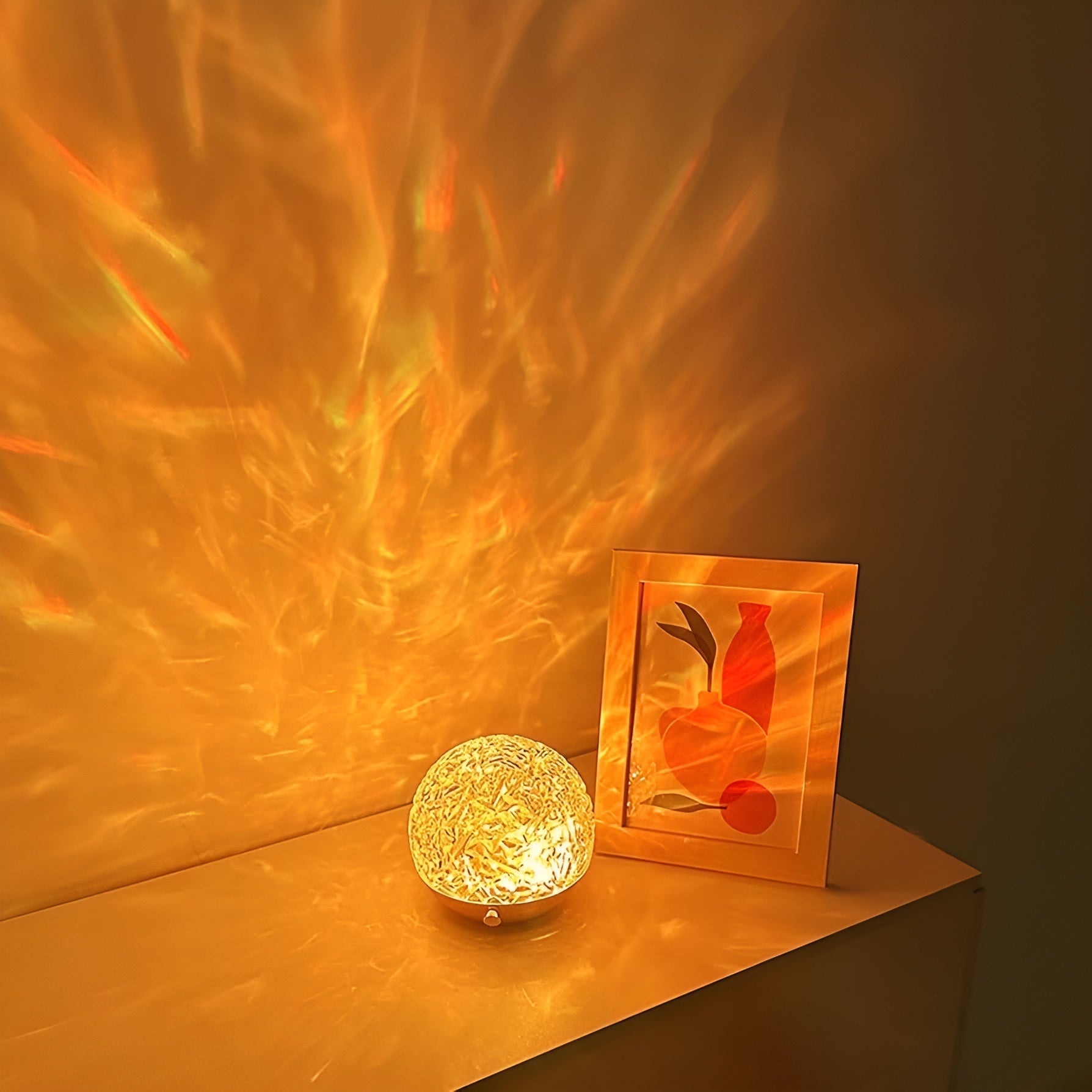 Lampe projecteur Projection d'ondes 360° Pivotante Dimmable USB Chambre Éclairage d'ambiance Boule de cristal Mur Plafond | Restfield