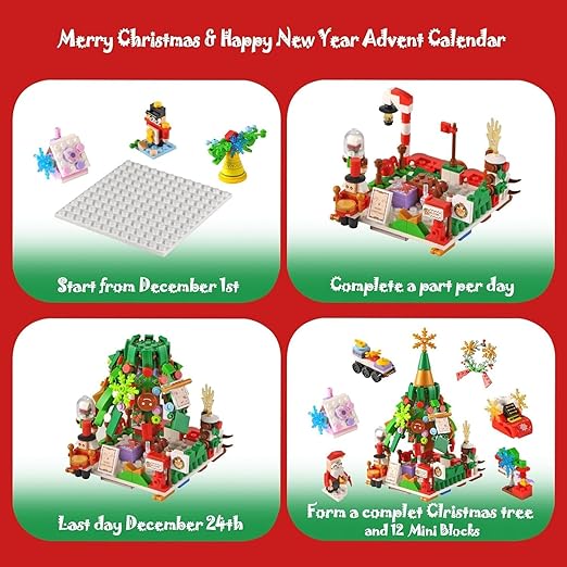 Adventskalender Bouwblokken 24 Dagen Kerstdorp Winterthema Creatief Constructiespeelgoed Kerst December Kinderen | Sansoti