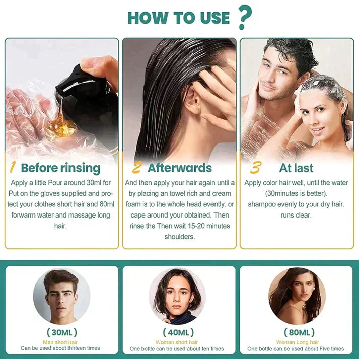 Haarkleuring Shampoo Zwart Bruin Kastanje met Plantextract 500ml Natuurlijke Haar Verzorging voor Thuis | Sansoti