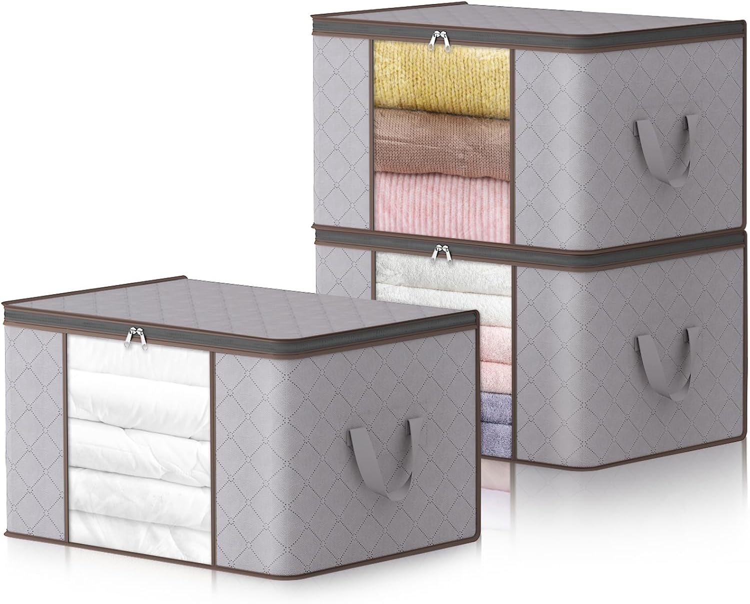 Aufbewahrungsbox mit Fenster, faltbar, 35–90 l, Kleideraufbewahrungsbox mit Reißverschluss | Restfield