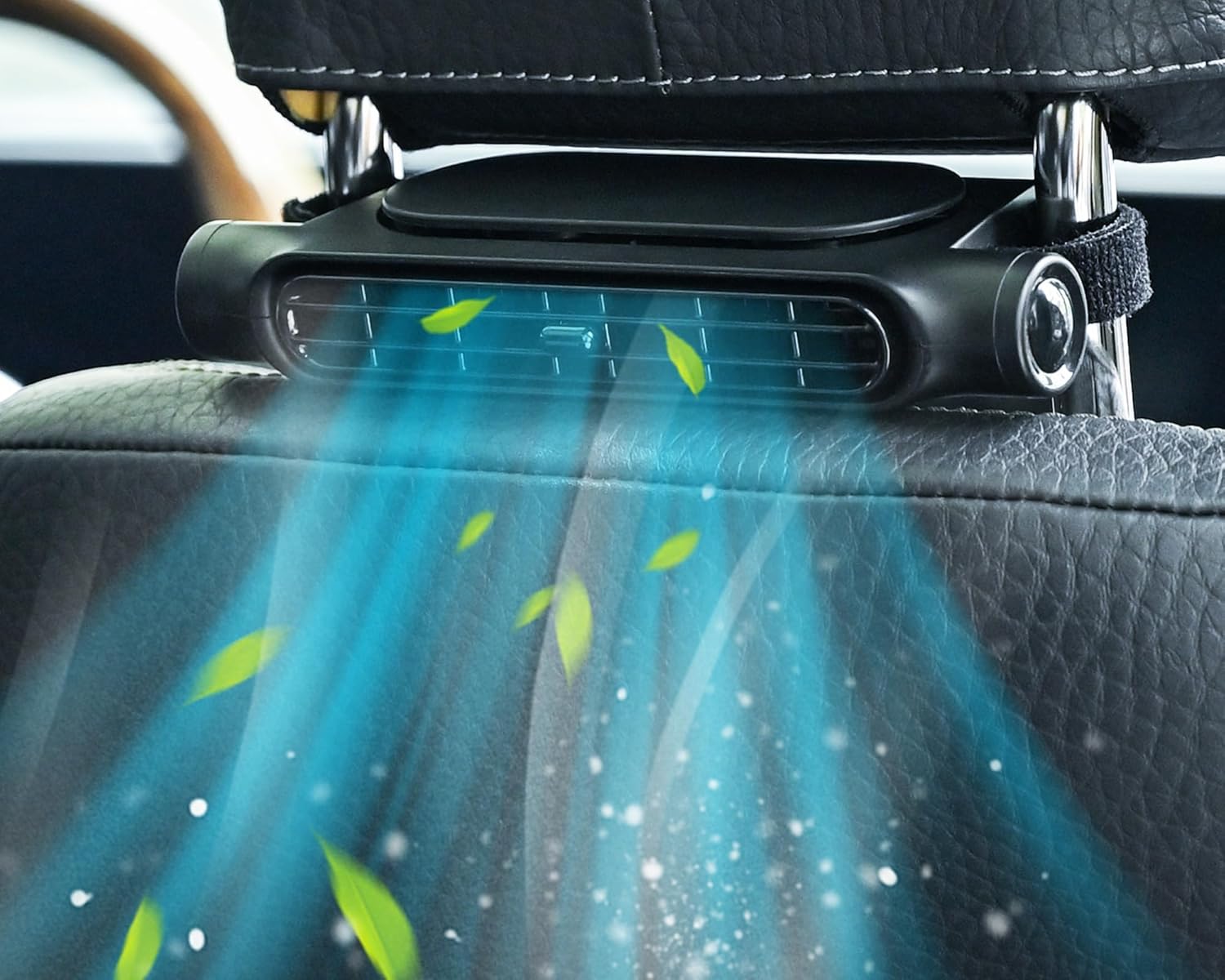 USB Car Fan for Headrest 3 Speeds Adjustable for Front and Rear Passengers Bladeless Safe Quiet Compact | Sansoti