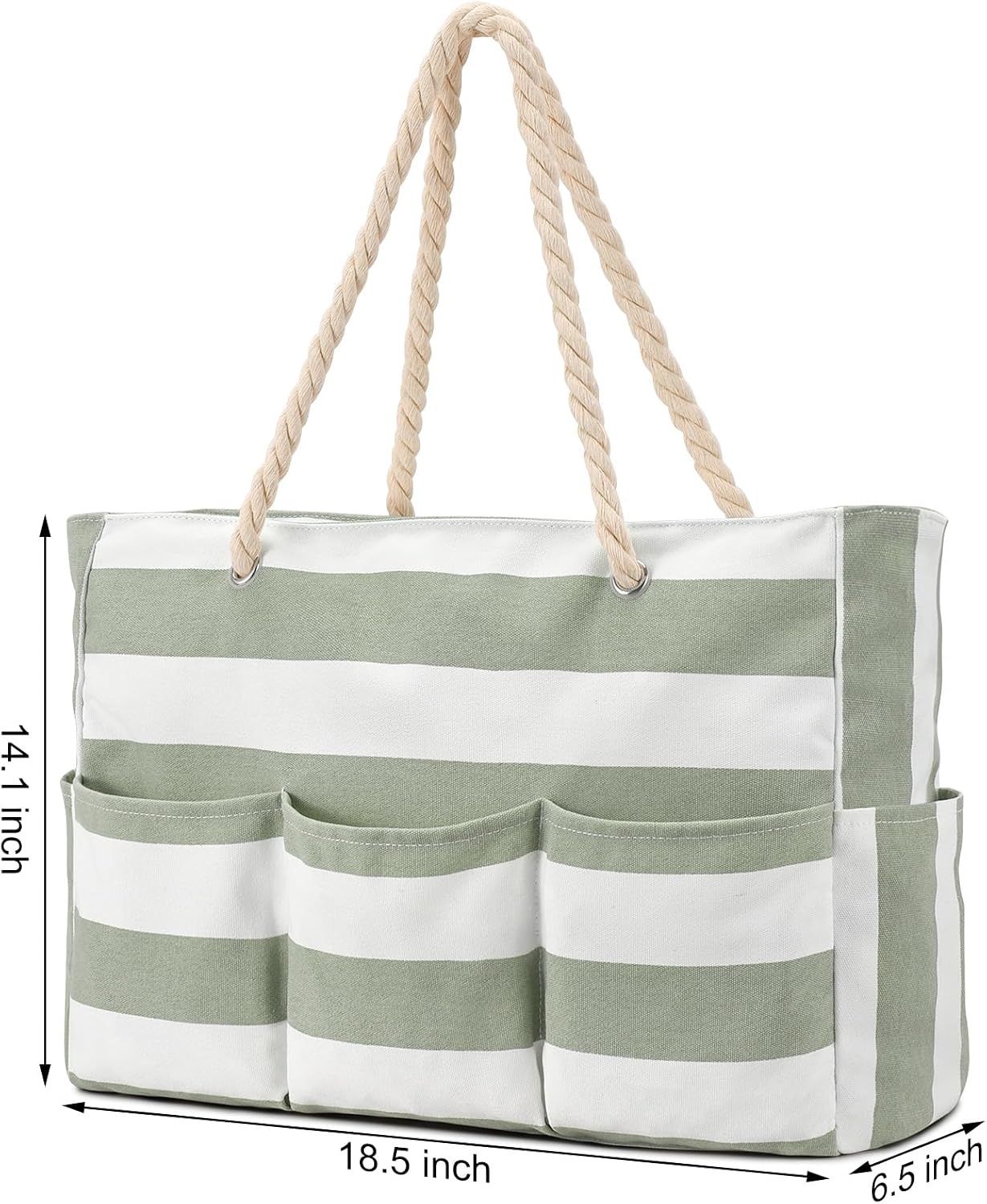 Strandtas XXL Canvas met Rits Waterdicht 7 Vakken Zandvrij Zwembadtas Reistas Shopper Schoudertas voor Vakantie | Sansoti