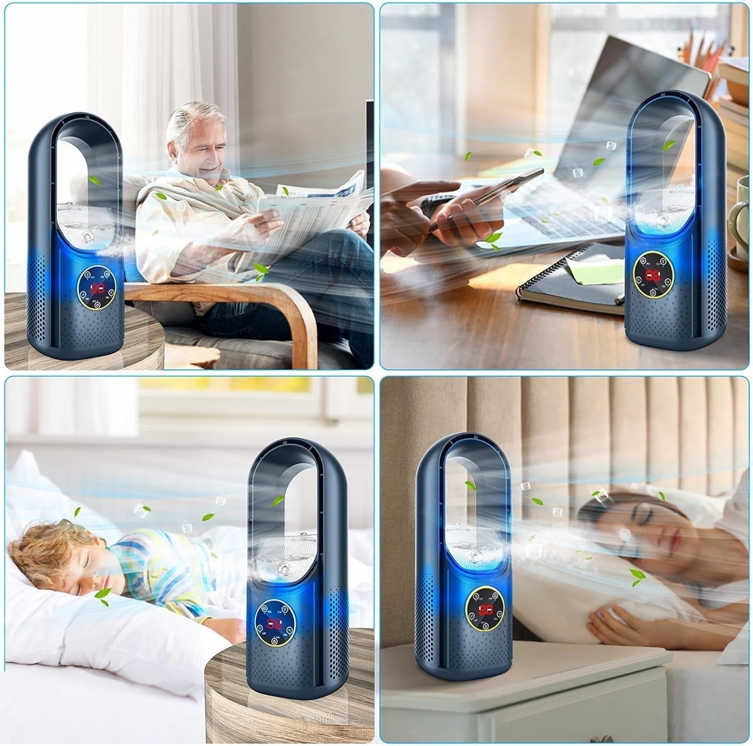 Wireless Compact Air Cooler with Quiet Fan – Convenient USB Device for Home and Office – 100ml Water Tank | Sansoti