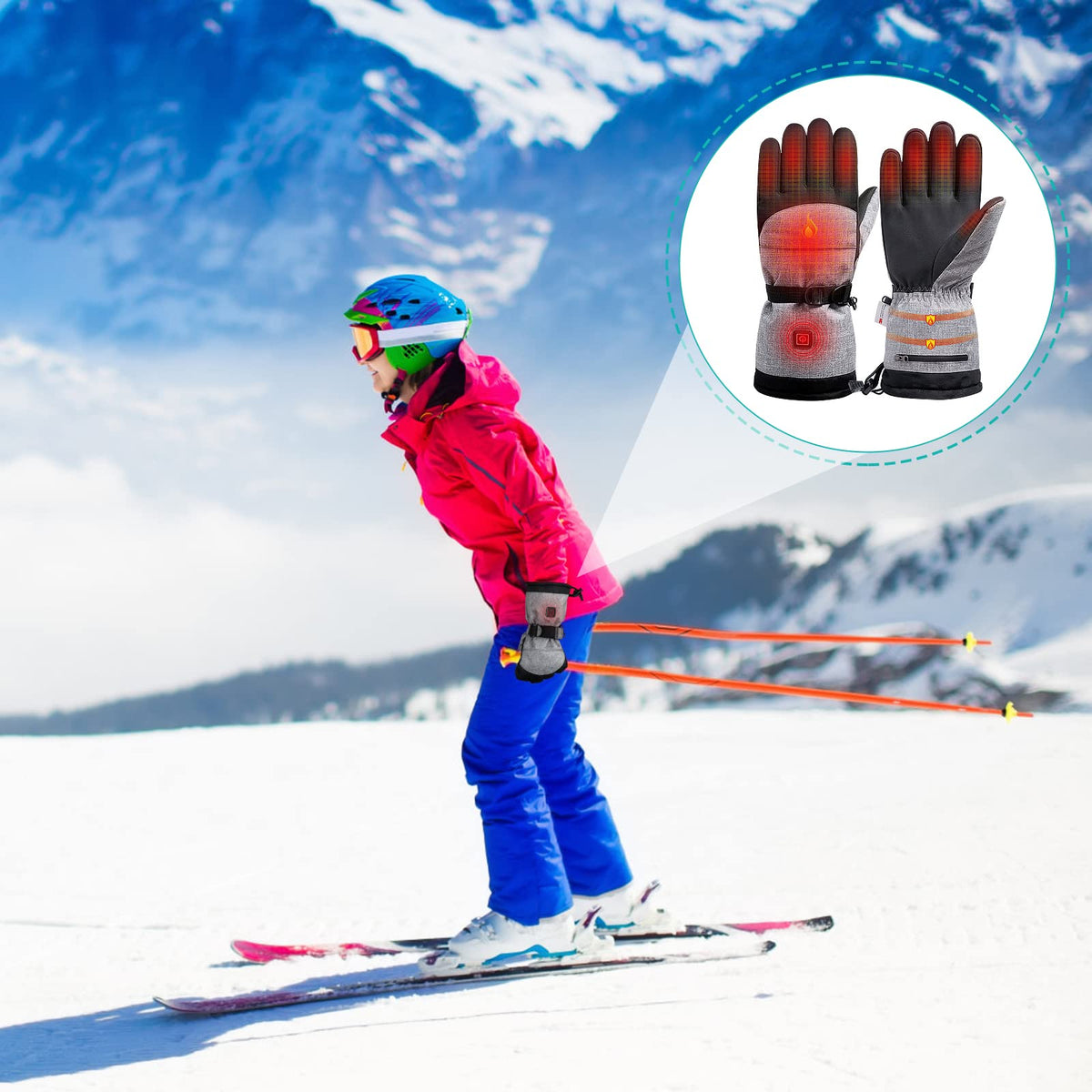 Verwarmde Handschoenen met Touchscreen Functie 3 Warmtestanden Waterdicht voor Wintersport Skiën Snowboarden | Sansoti