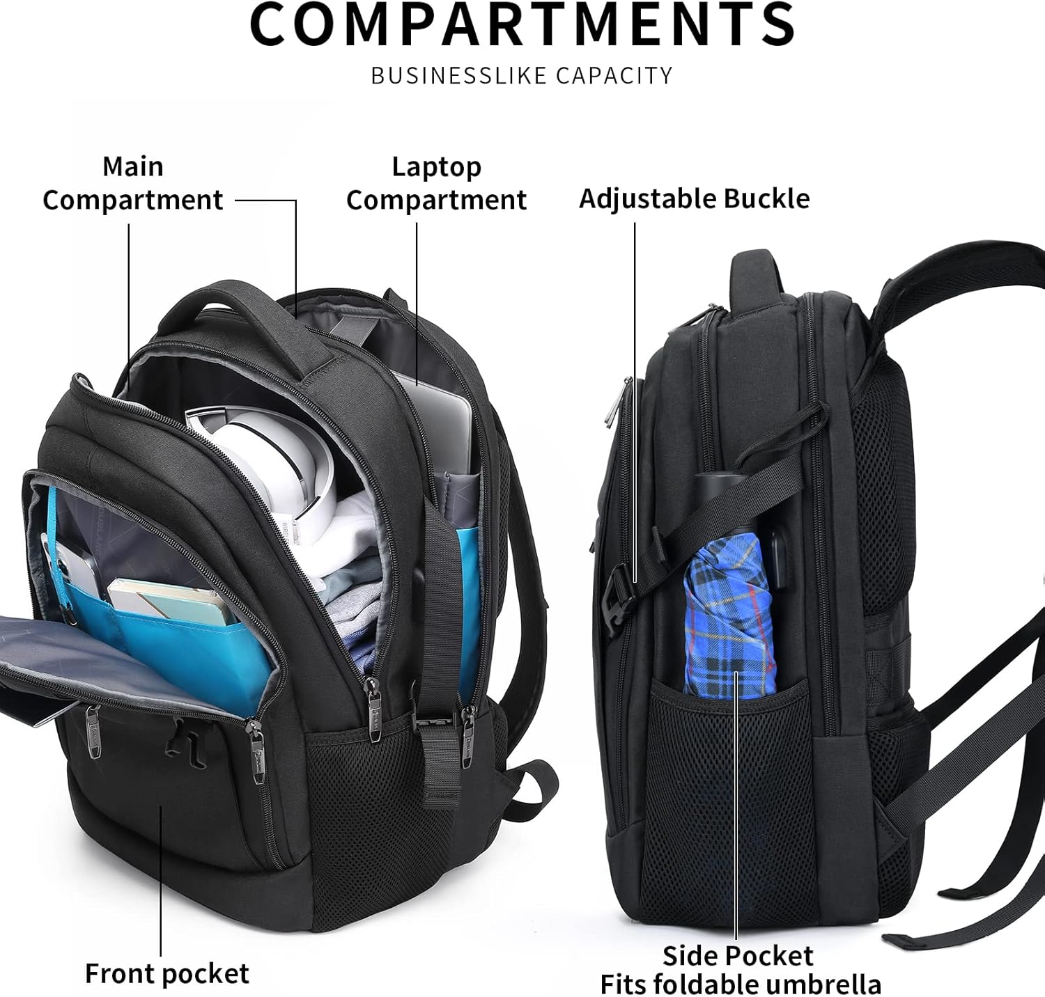 Waterdichte Laptoprugzak met USB-Oplaadpoort en Georganiseerde Vakken voor Dagelijks Werk en Reizen 33-43cm | Sansoti