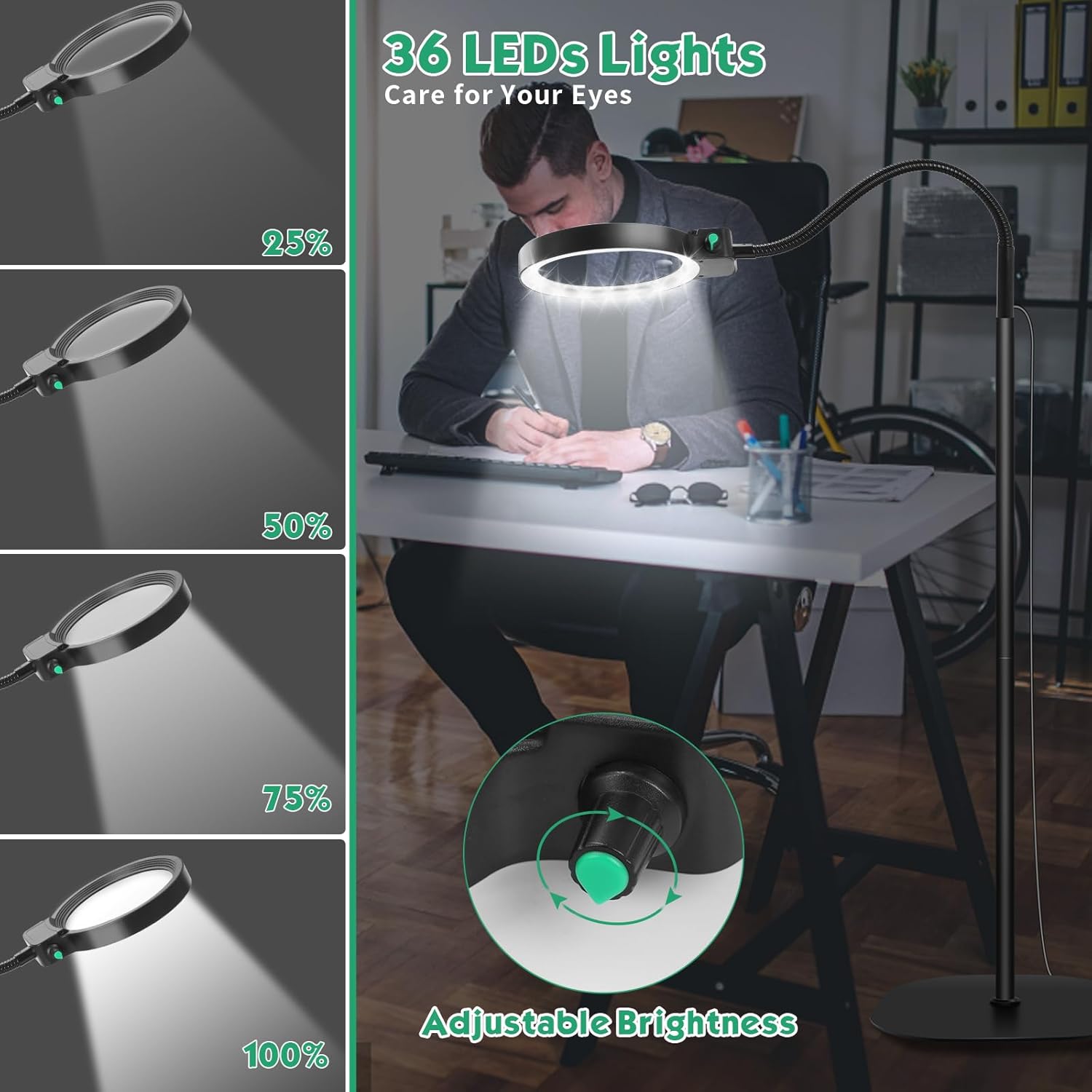 Verstelbare LED Bureaulamp met Vergrotend Glas 10X 30X Loep voor Lezen Knutselen Hobby Precisiewerk Handwerk | Sansoti