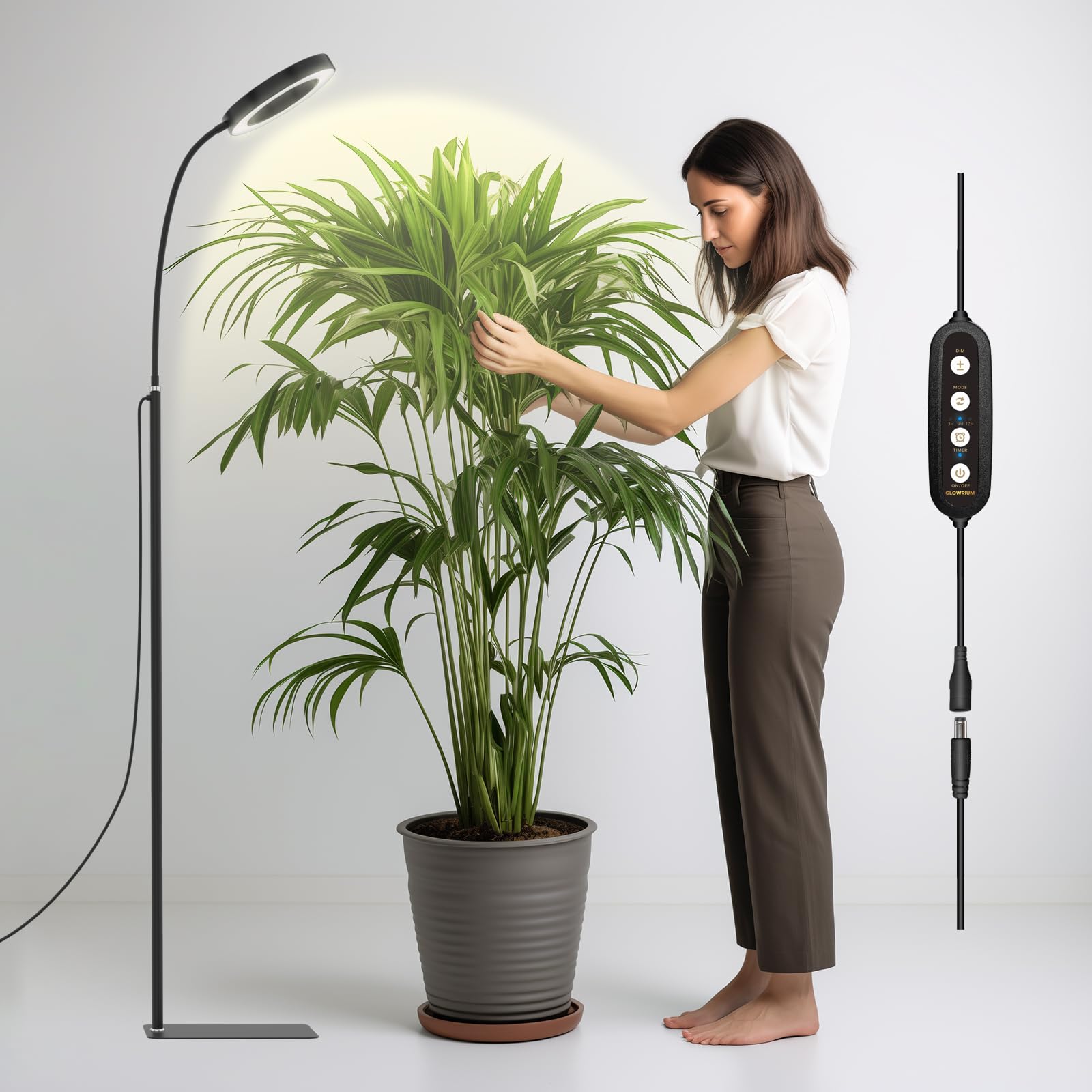 LED Groeilamp Staand 20W Verstelbare Hoogte Volspectrum Kamerplanten Timer 3 Lichtmodi 6 Standen Dimbaar | Sansoti