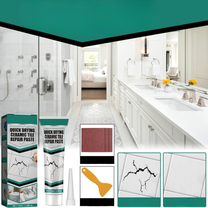 Tegelreparatiepasta 100ml Keramiek Porselein Marmer Badkamer Keuken Scheuren Chips Waterdicht Sneldrogend Vloerreparatie Wandtegel Herstellen | Sansoti