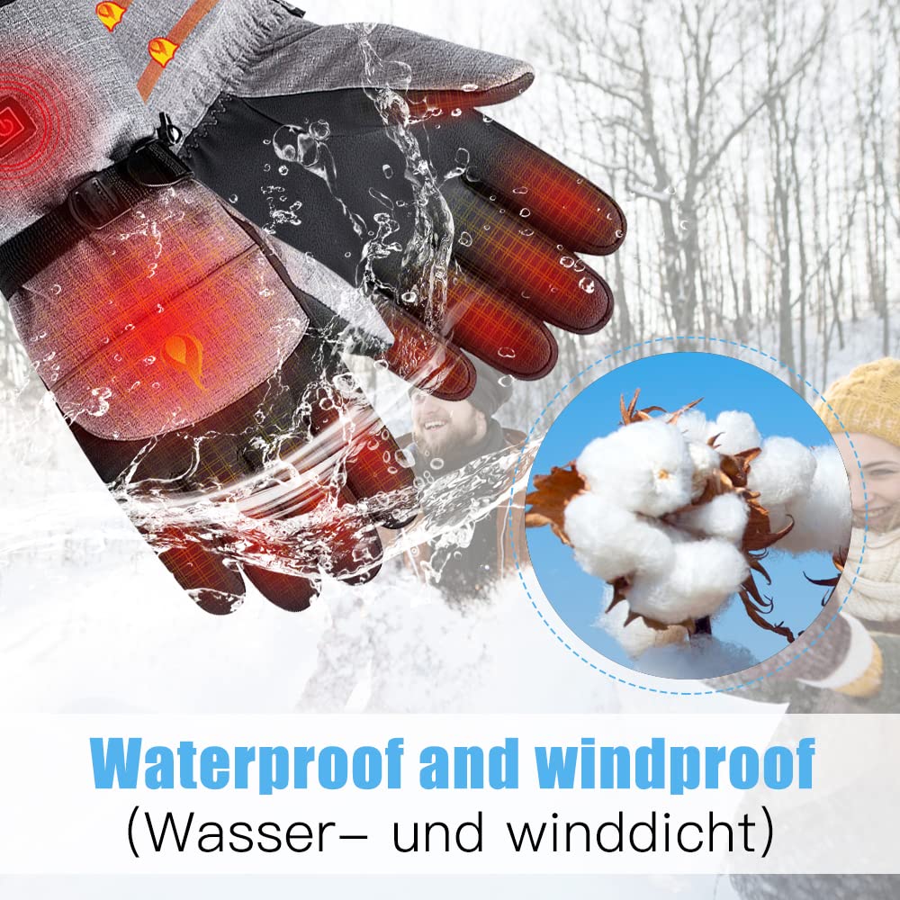 Verwarmde Handschoenen met Touchscreen Functie 3 Warmtestanden Waterdicht voor Wintersport Skiën Snowboarden | Sansoti