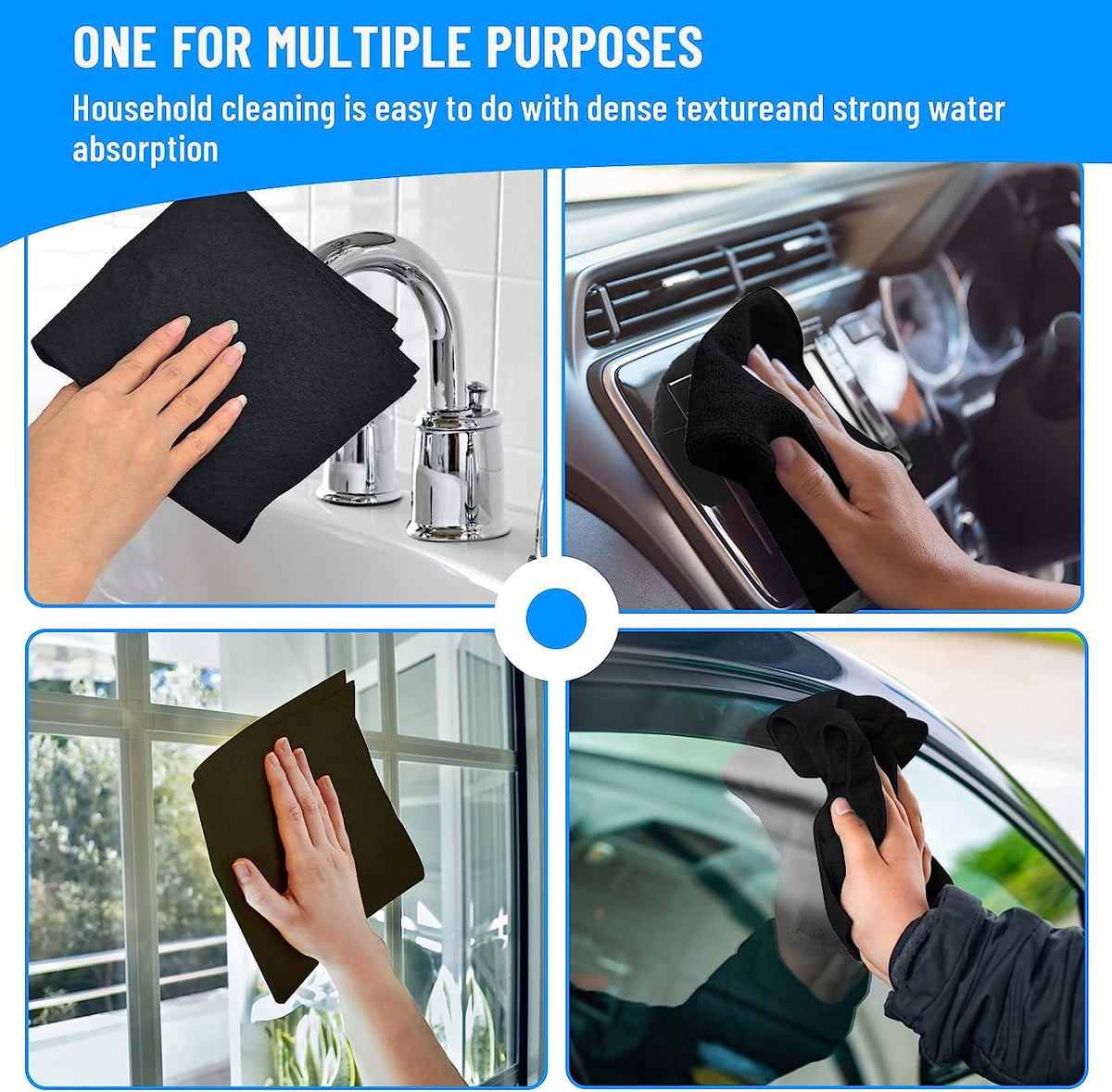 Microfiber Cloth for Glass, Mirrors, and Stainless Steel, Streak-Free, Lint-Free, Reusable, Absorbent Cleaning Cloth | Sansoti