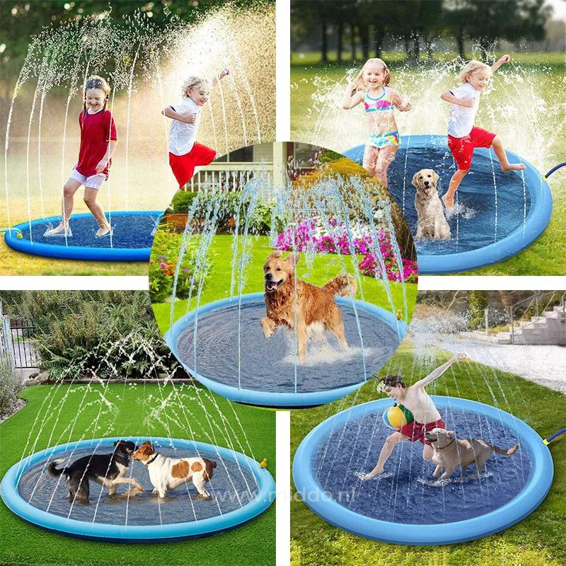 Wassersprinklermatte für Garten und Haustiere, 100-190cm, Spielmatte für Kinder, sommerliche Abkühlung, Outdoor-Wasserspaß | Sansoti