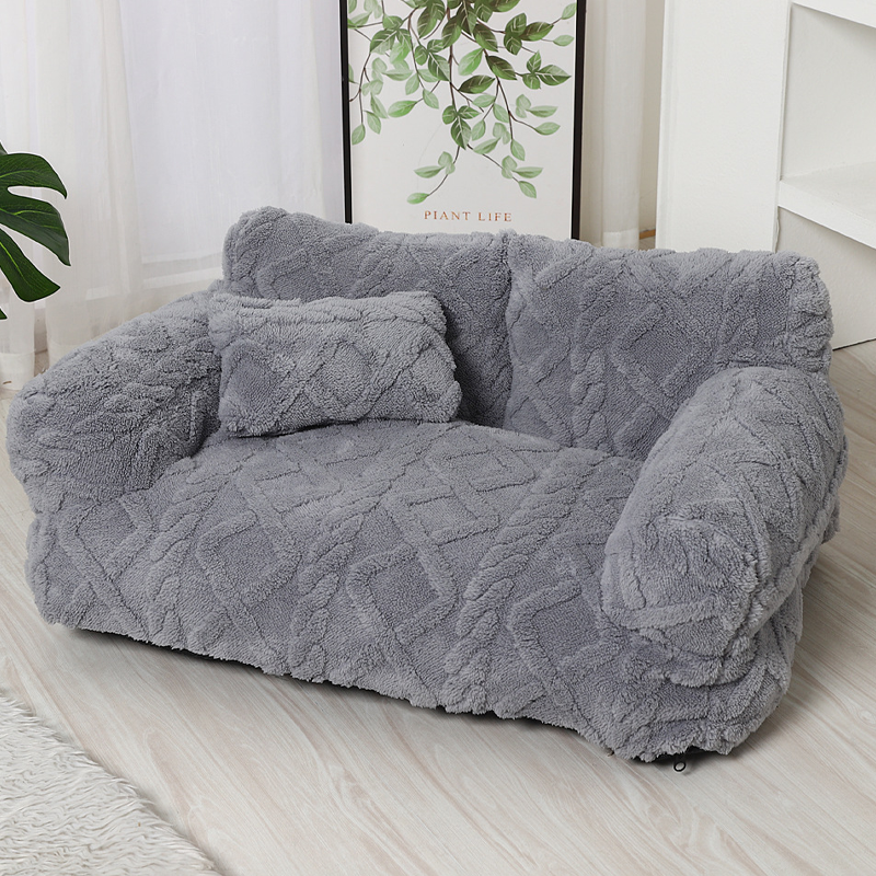 Pluche Hondenmand met Verhoogde Rand Beige Khaki Grijs Zwart Rustgevend Kussen S M L Katoenvulling | Sansoti