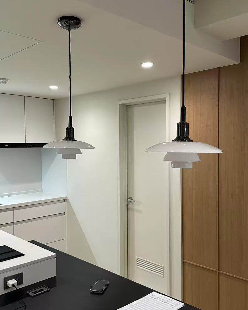 Hanglamp Glas Rond Scandinavisch Wit LED Woonkamer Eetkamer Slaapkamer Modern | Sansoti