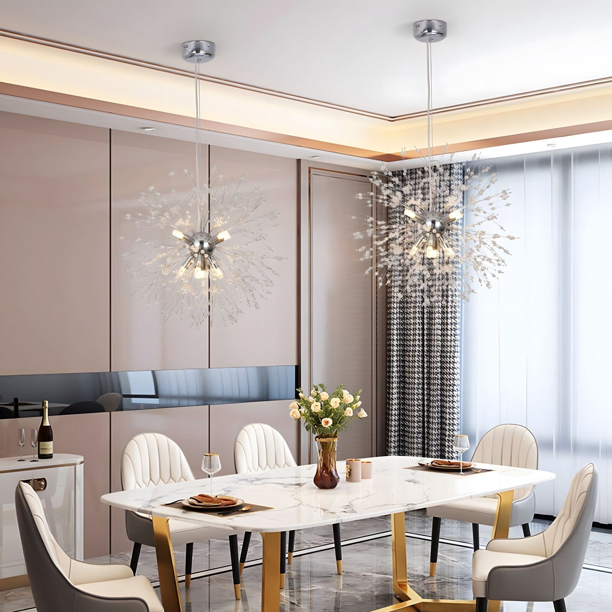 Lustre moderne en cristal pissenlit avec LED G9 et finition métal de luxe | Restfield