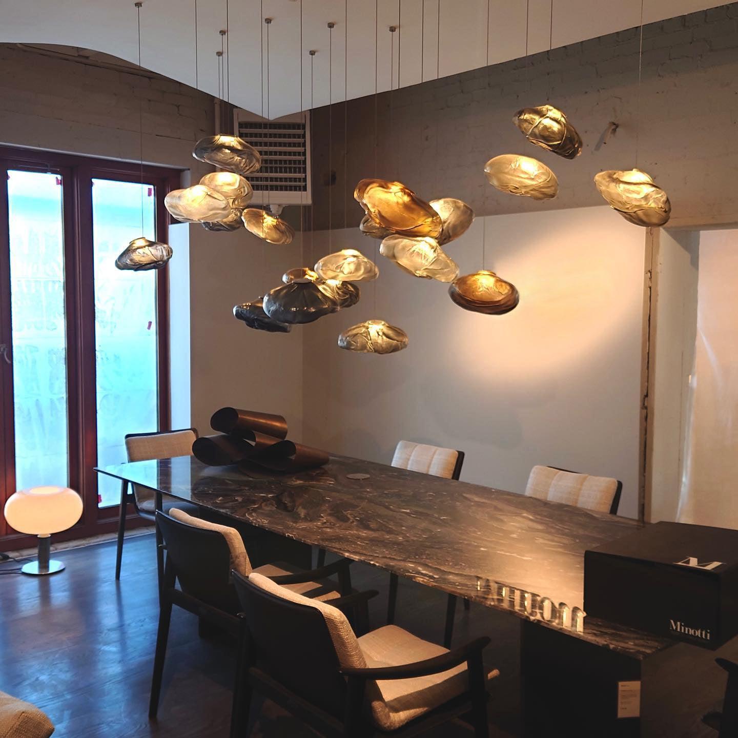 Glazen Hanglamp met Organische Textuur Transparant Rookgrijs Amber | Sansoti