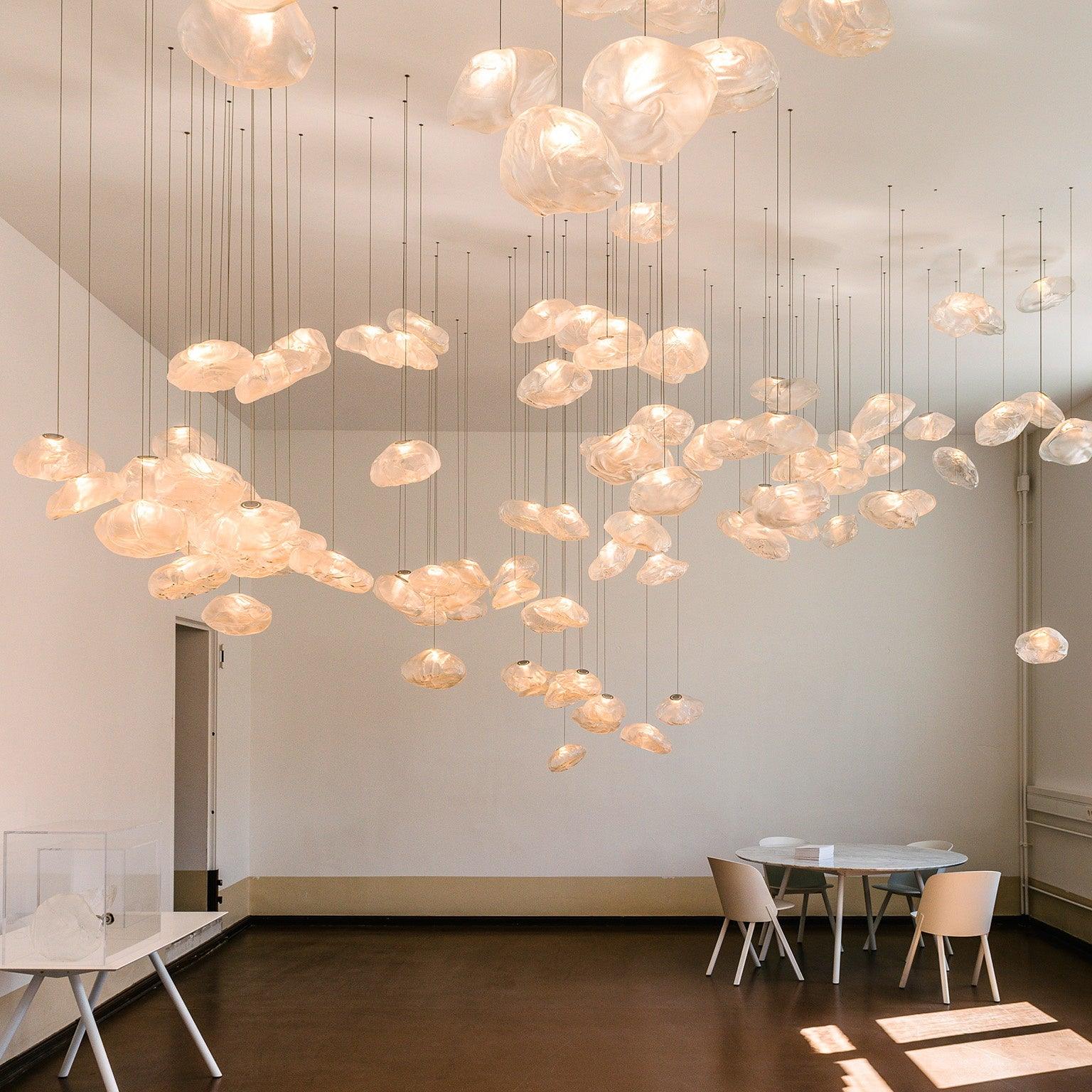 Glazen Hanglamp met Organische Textuur Transparant Rookgrijs Amber | Sansoti