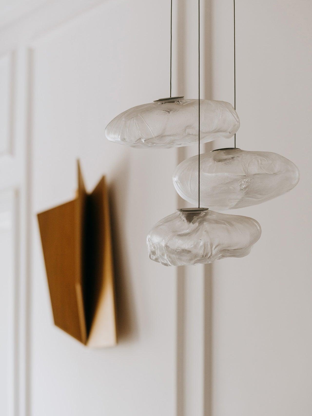 Glazen Hanglamp met Organische Textuur Transparant Rookgrijs Amber | Sansoti