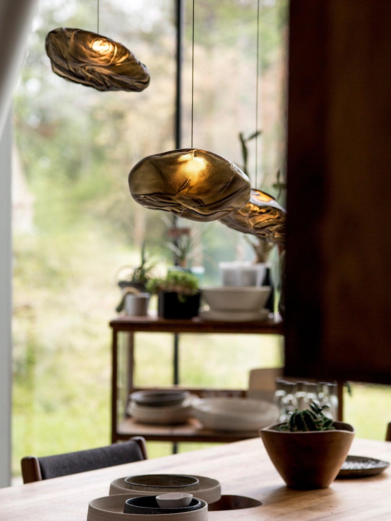 Glazen Hanglamp met Organische Textuur Transparant Rookgrijs Amber | Sansoti