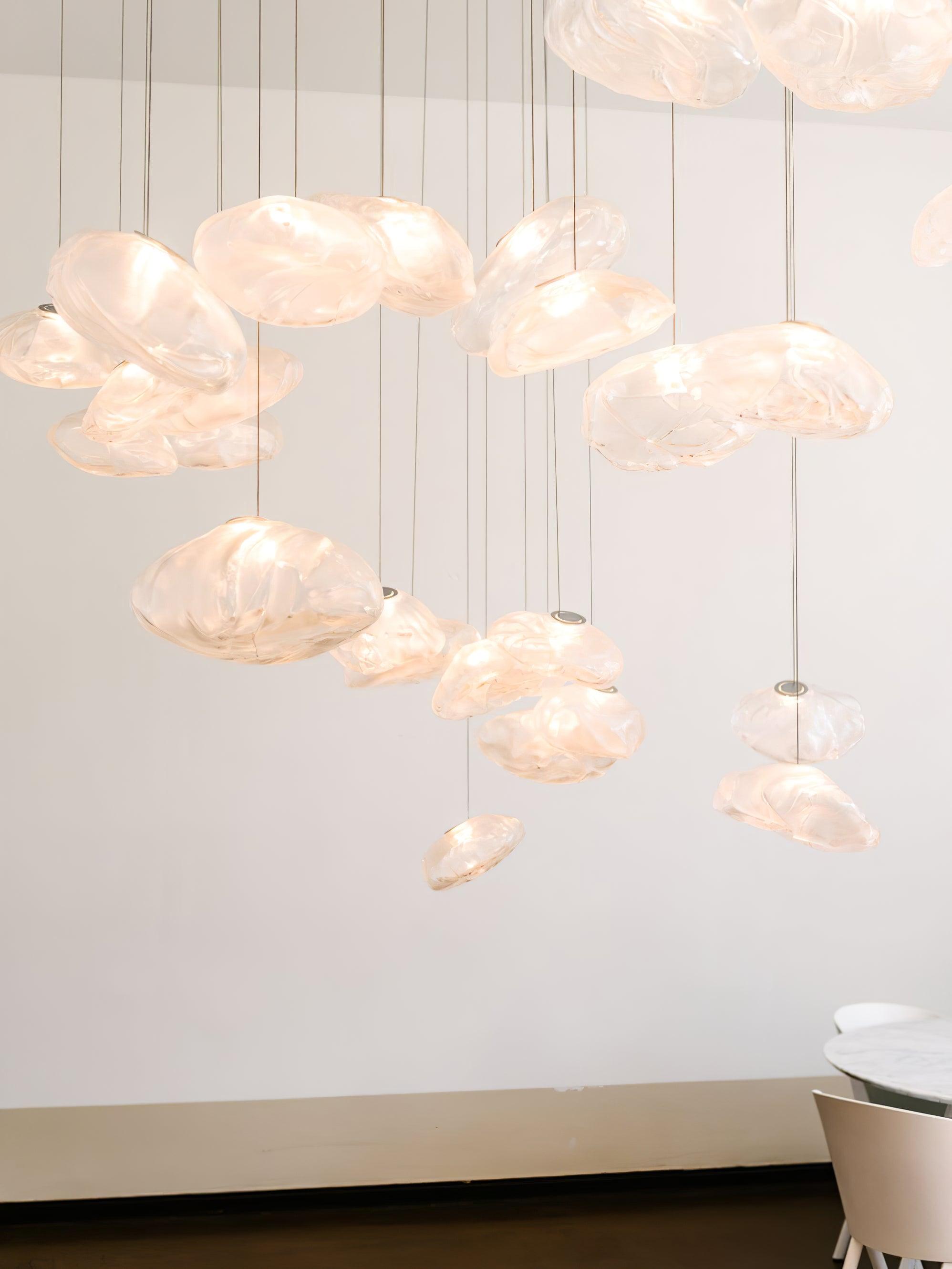 Glazen Hanglamp met Organische Textuur Transparant Rookgrijs Amber | Sansoti