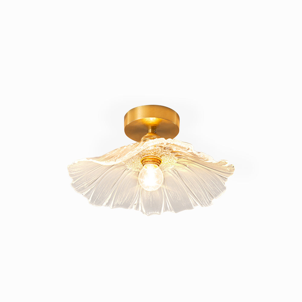 Glas-Blumen-Decken- und Hängeleuchte mit Messing-Innenlicht im Retro-Design für Esszimmer und Schlafzimmer | Sansoti