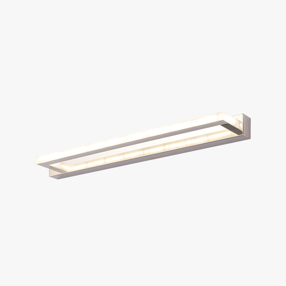 Rectangular White LED Wall Light for Bathroom Mirror, Metal, Acrylic, Modern Mirror Lighting, Splash-Proof IP44 | Sansoti