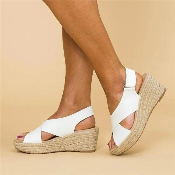 Orthopedische Espadrilles Sleehak Clara Comfortabele Zomerschoen Elastisch Dames Zwart Beige Wit Casual | Sansoti