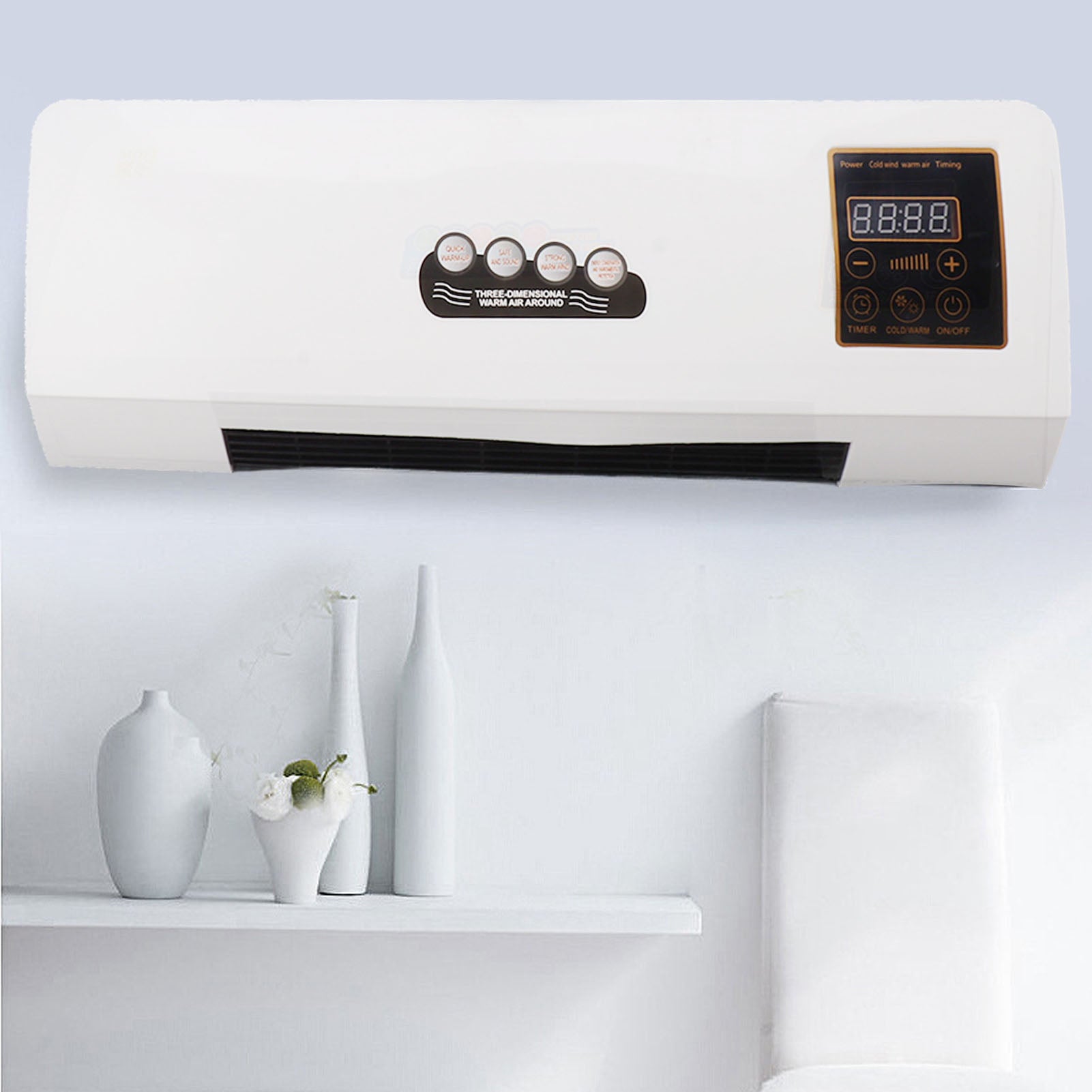 Airco Wandmontage 1800W 4-in-1 Klimaatunit Koeling Verwarming Ventilator Ontvochtiger LCD Afstandsbediening 10m Timer 23dB Slaapkamer Kantoor | Sansoti