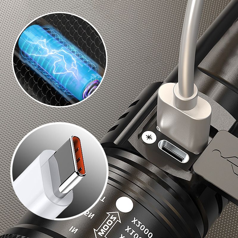 Leistungsstarke wiederaufladbare LED-Taschenlampe 7500 Lumen Wasserdicht IPX7 USB-C Camping Outdoor-Notbeleuchtung Taktisch | Sansoti