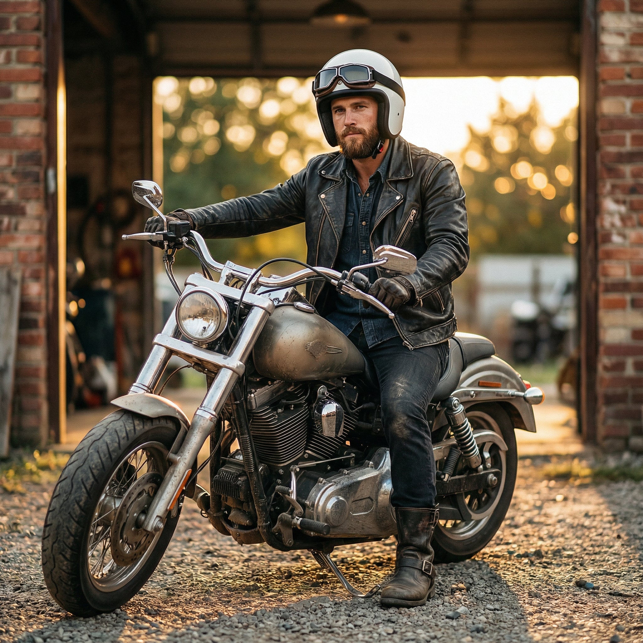 Retro Motorgoggles met Leren Frame en Splintervrije Glazen | Vintage Motorbril Wind- en Stofbestendig | Sansoti