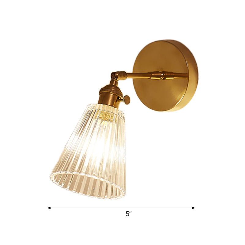 Wandlamp Goud Industrieel Geribbeld Glas Messing Slaapkamer Woonkamer Retro Loft | Sansoti