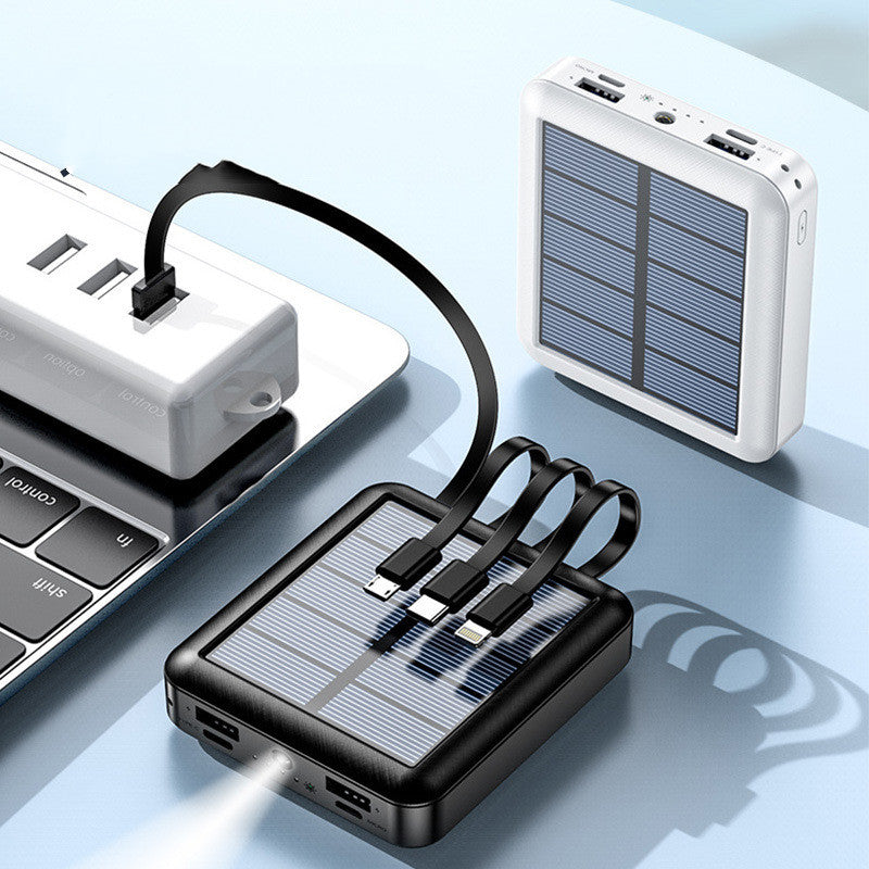 Draagbare Zonne-Energie Powerbank met LED-Zaklamp en Meerdere Oplaadpoorten – Ideaal voor Outdoor, Camping en Noodgevallen | Sansoti