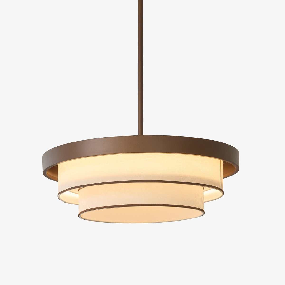 Gelaagde Hanglamp met Stoffen Ringen Brons Wit LED voor Eetkamer Entree Hoog Plafond Modern Scandinavisch | Sansoti