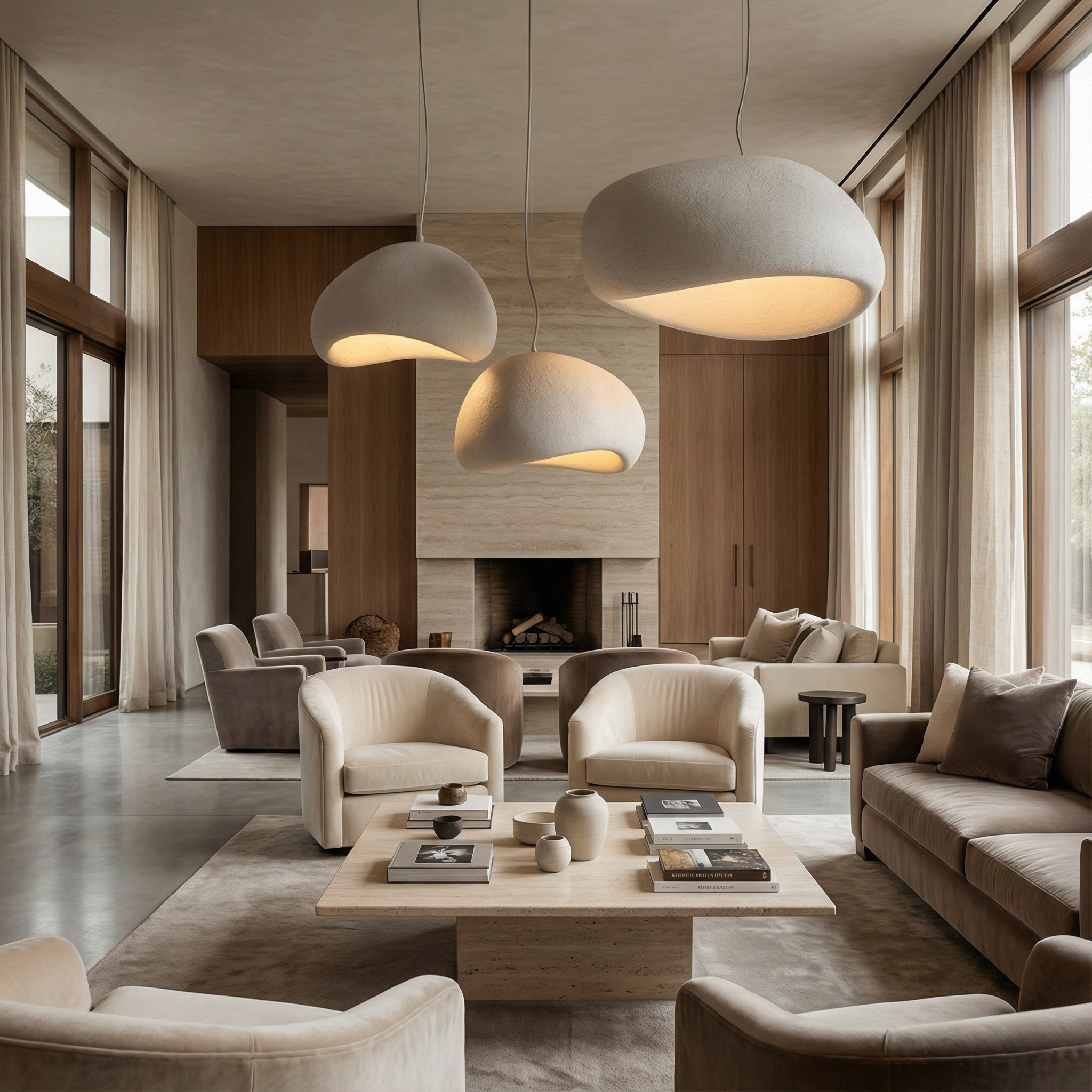 Minimalistische Hanglamp met Stenen Textuur – Moderne Verlichting in Scandinavische Stijl | Sansoti