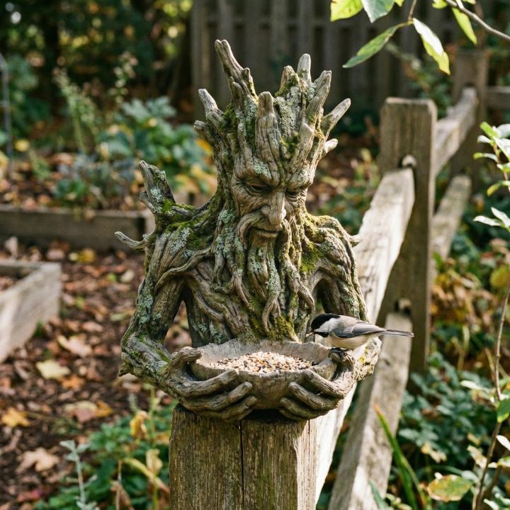 Vogelfutterschaal Boomgezicht Muurmontage Weerbestendig Kunsthars Voederstation Tuin Decoratie Vogelvoeding Waterkom Natuureffect | Sansoti