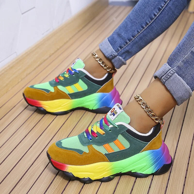 Sportliche Sneaker mit Mesh-Obermaterial für Damen, Größe 35-42, Blau Grün, atmungsaktive Wanderschuhe und Freizeitschuhe | Sansoti