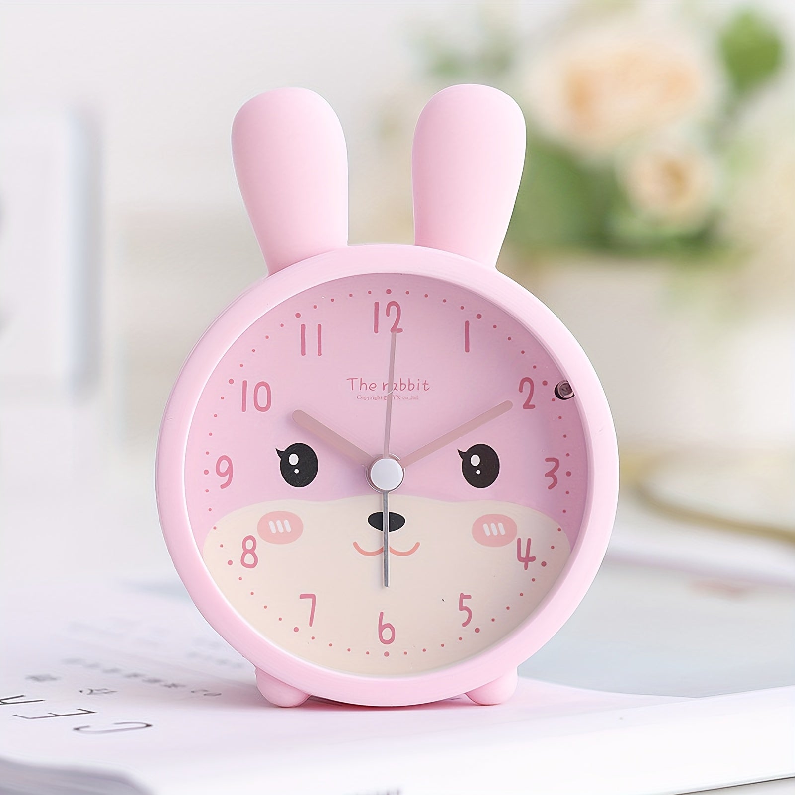 Kinder Wekker Konijn Stil Kunststof Roze Nachtlamp 8,7cm Kinderkamer Bureau Wekker Geluidloos Schattig Design | Sansoti