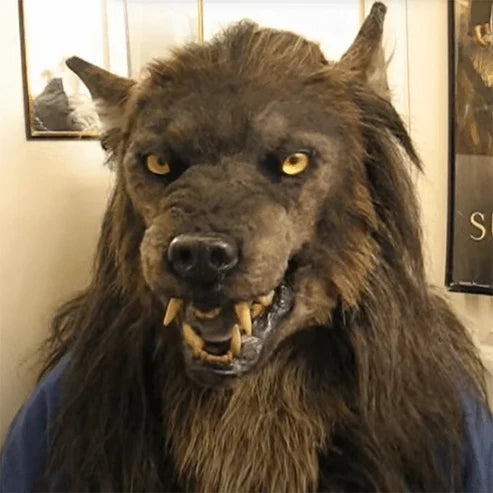 Werwolfmaske aus Silikon mit Kunstfell für Horrorpartys Halloween Karneval Cosplay-Kostüm Verkleidung Grusel | Sansoti