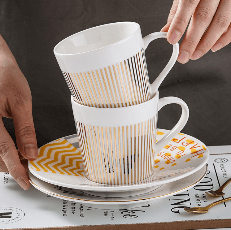 Kaffeetasse mit Spiegelreflexionsuntertasse Keramik Design Set | Restfield