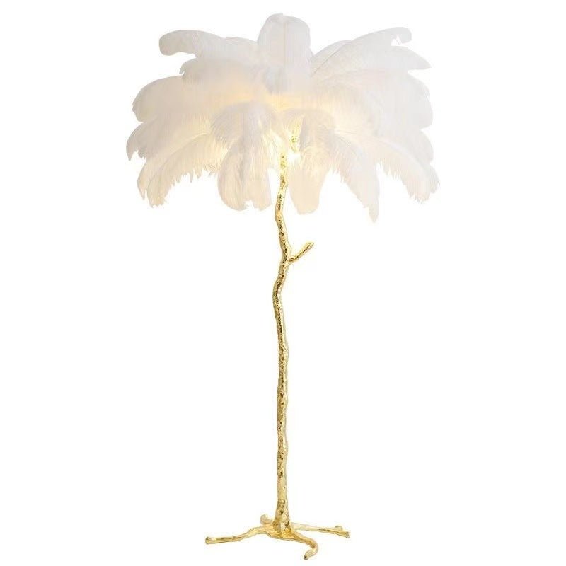 Stehleuchte Federn LED Gold Wohnzimmer Schlafzimmer Stehlampe Luxus Interieur Dekorative Beleuchtung | Restfield