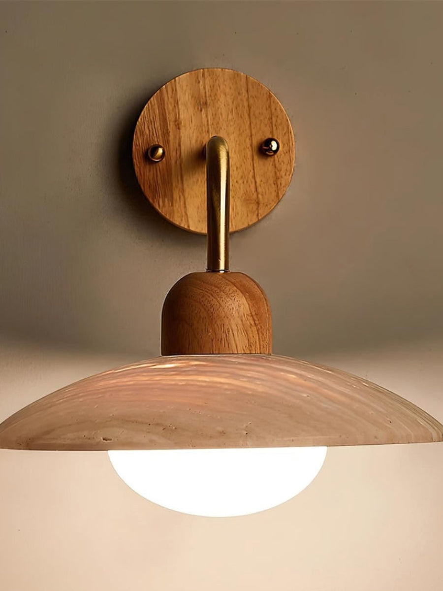 Travertijn Wandlamp Minimalistische Schijf Design Natuursteen Verlichting voor Woonkamer Slaapkamer Gang Moderne Interieur Wandverlichting met Warm Licht | Sansoti