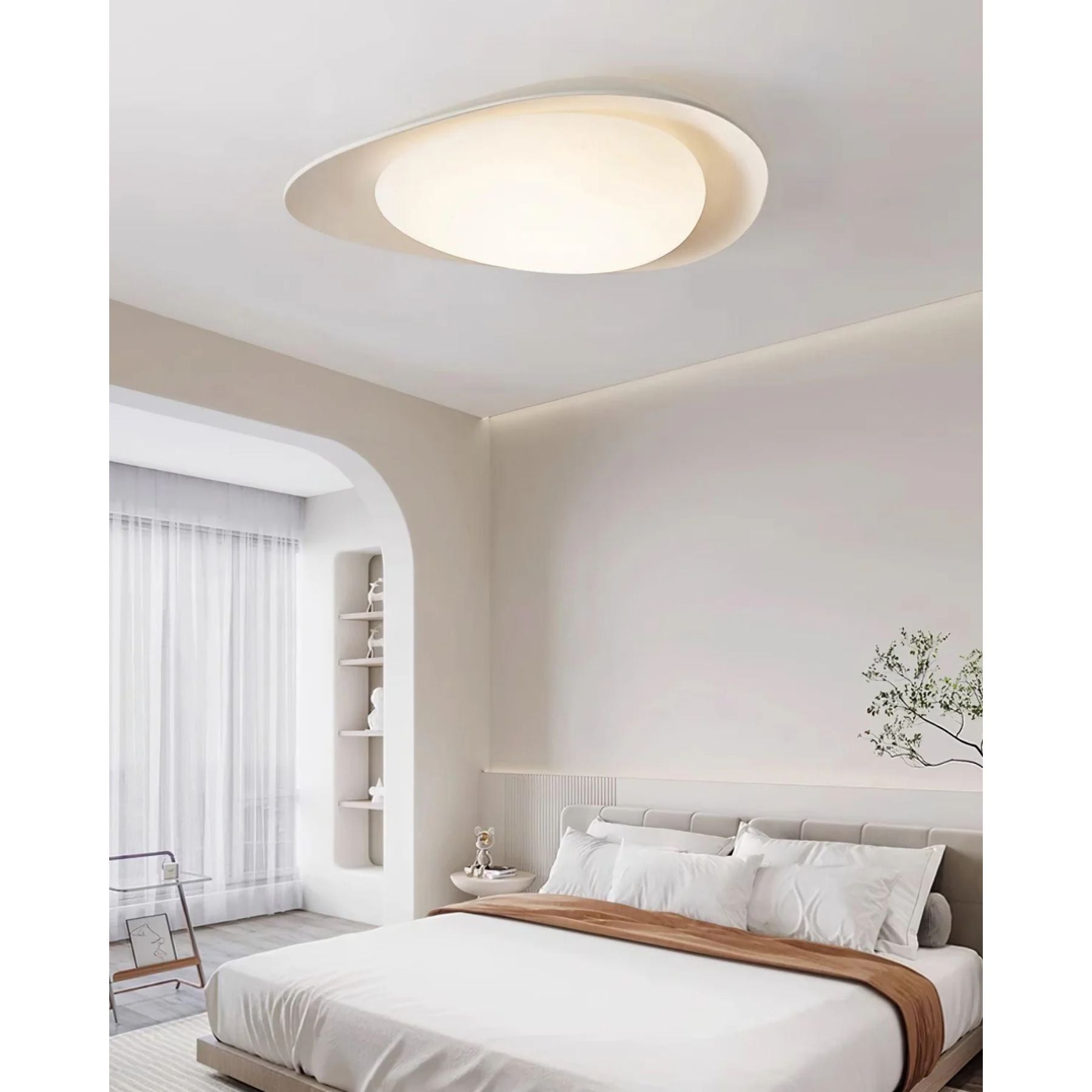 LED Plafondlamp Bladvorm Resin Groen Woonkamer Slaapkamer Eetkamer Organische Plafondlamp Scandinavisch Interieur | Sansoti