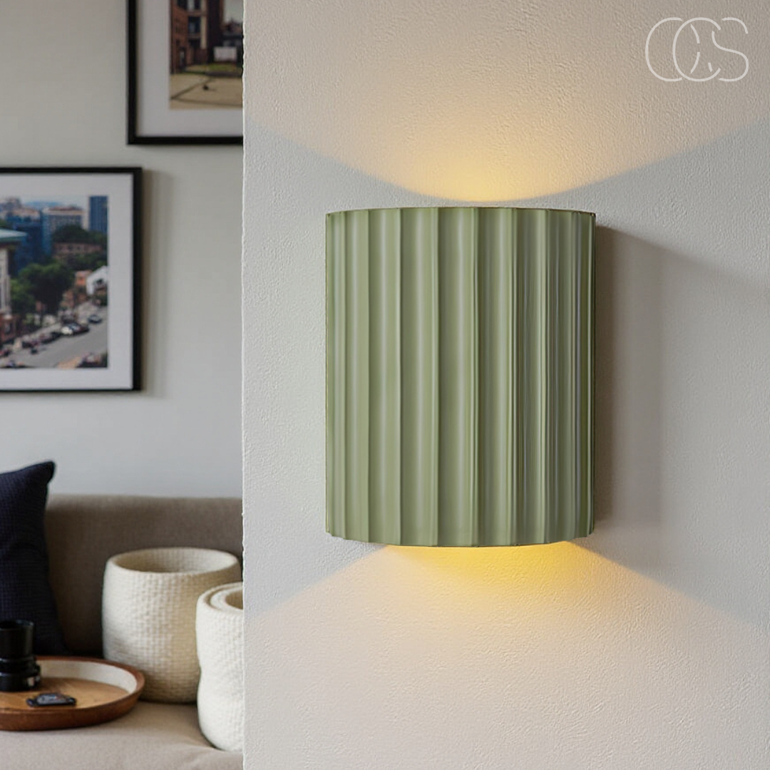 LED Wandlamp met Geribbeld Reliëf Bidirectioneel Licht Dimbaar Kunsthars 14x8x16,5cm Hal Slaapkamer Woonkamer | Sansoti