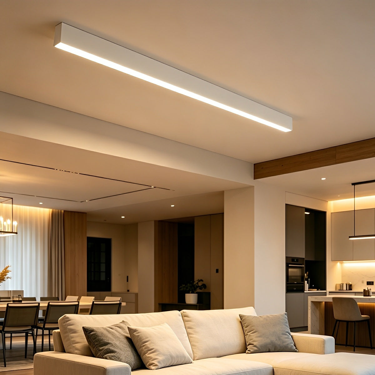 Plafonnier LED Streep à intensité variable avec télécommande Noir Blanc Aluminium Salon Chambre Moderne | Sansoti