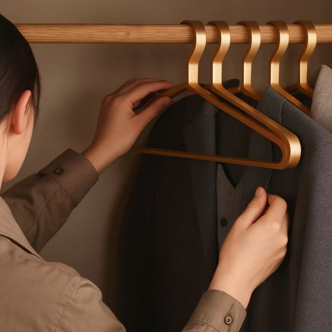 Luxe Metalen Kledinghangers Set van 4 Stuks Ruimtebesparend Antislip Design Georganiseerde Garderobe Kast | Sansoti